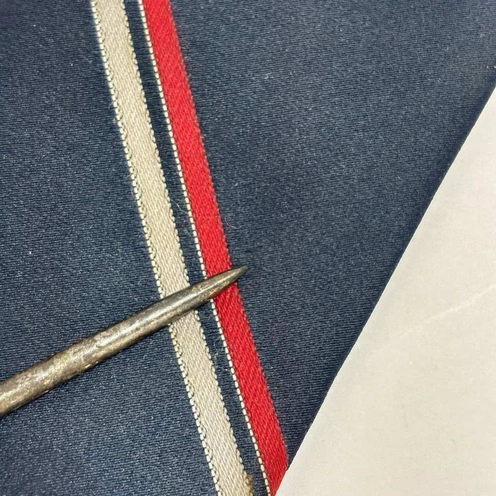 Vintage Christian Dior Necktie Diagonal Red Blue Silver Stripe Polyester Blend